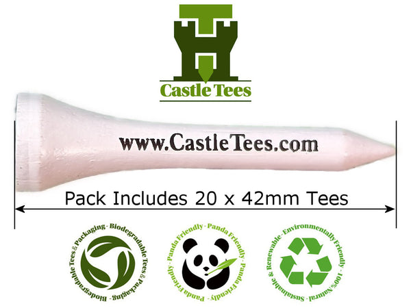 Orange Castle Tees – 40 x 70mm 2 ¾ inches Orange Premium Bamboo Golf Tees in a Tin