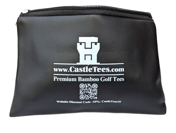 Mixed Castle Tees Zip Storage Tee Bag – 42 pcs Mixed Size Premium Bamboo Castle Golf Tees