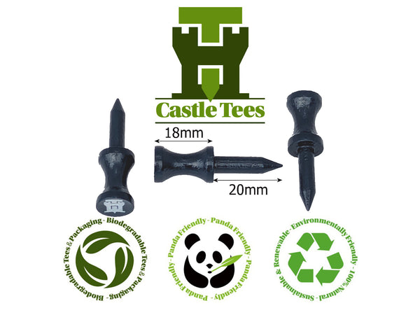 Blue Castle Tees – 40 x 38mm 1 ½ inch Blue Premium Bamboo Golf Tees in a Biodegradable Resealable Bag