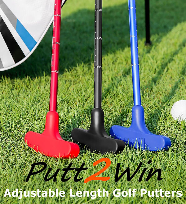 Putt2Win Adjustable Golf Putter - Junior Golf Putter with an Extendable Shaft For Kids & Adults Mini Golf & Putting Games Right or Left Handed