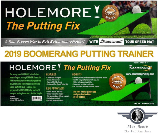 Boomerang Golf Putting Training Aids, Tour Putting Stroke Trainer, Pressure Putting Challenge, Indoor/Outdoor Golf Putting Mat + Kinetic Ball Returner - Pressure Putting Practice Anywhere, Anytime
